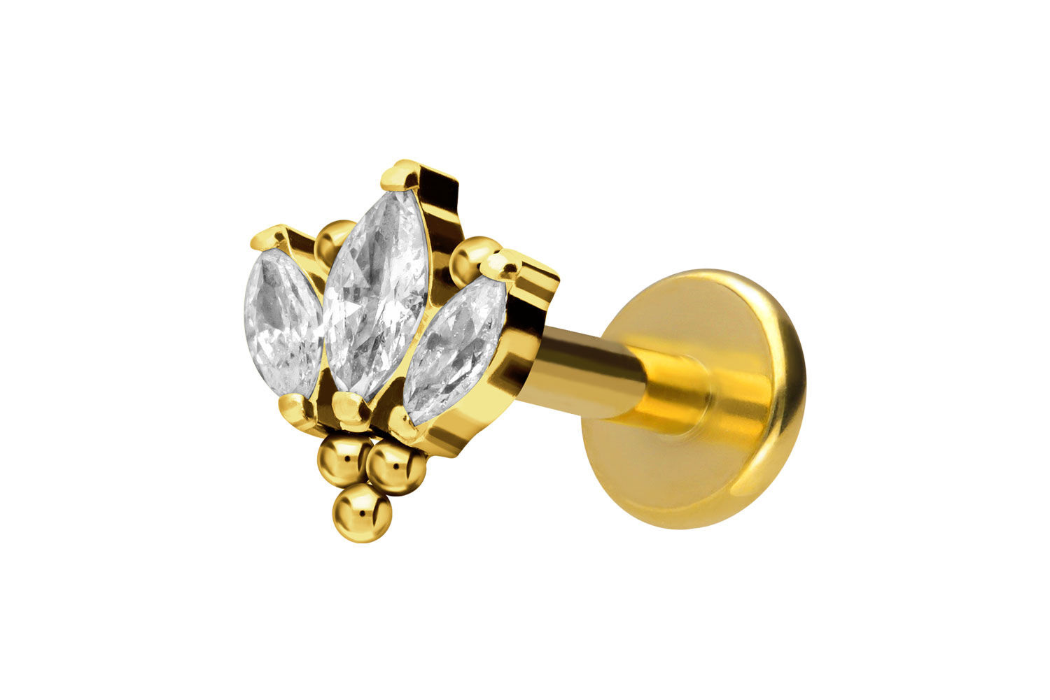 Titan Labret Piercing mit Innengewinde LOTUSBLÜTE + KUGELN